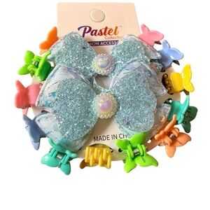 Pastel Butterfly Hair Clips Set